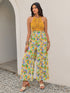 Openwork Halter Neck Floral Wide Leg Jumpsuit - Odaingerous